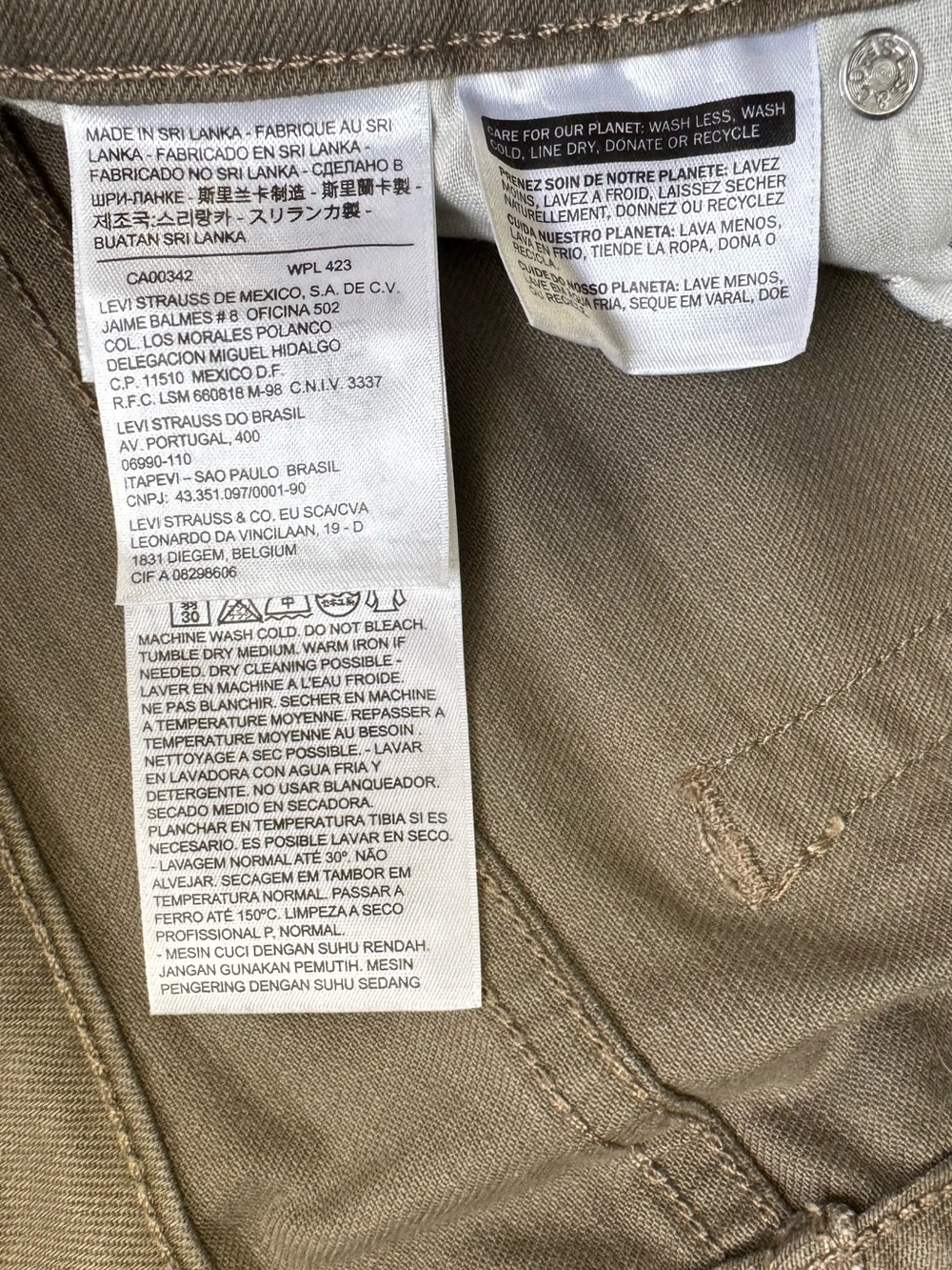 Levi's Women’s Mid rise Skinny Trousers in Khaki Brown Denim Jeans size 12 - Picture 5 of 6